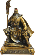 Guan Yu Sitting Statue,Chinese Fengshui Guan Gong Statues,Antique Bronze Finish Statues for Decoration car Home Office Tabletop,Historical Collection Good Lucky Gifts 5.12 Inch