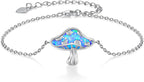 TYSO Mushroom Bracelet 925 Sterling Silver White/Pink/Blue Opal Mushroom Bracelet Jewelry Gift for Women