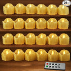 Set of 24 LED Votive Candles with Remote and Timer (Cream) - LED Flameless Votive Candles Flickering - Valentines Day Decor Candle Battery Operated Bulk Rustic Wedding Decorations