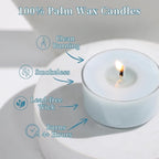 Ocean Memory Scented Tea Lights Candles – Soft Blue – 6 Hour Burn – 100% Palm Wax – Scented Tealight Candles for Holiday Relaxation, Winter Gatherings – 16 Pack Scent Votive Candle