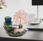 Backflow Incense Holder, Waterfall Incense Burner, Gemstone Money Tree Home Living Room Decorations Office Accessories for Women, Mothers Day Mom Gifts (Rose Quartz)
