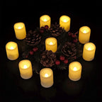Eldnacele Votive Flameless Candles with Remote and Timer, Battery Operated Warm White Flickering Plastic LED Candles Set of 10 for Dinner Wedding Indoor Holiday Decor (D1.5×H2)