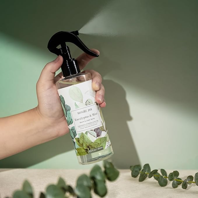 Linen & Room Air Freshener Spray Room Mist, with Natural Plant Extract, Eucalyptus & Mint Scent, 8.5 FL OZ.
