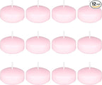 Mega Candles 12 pcs Unscented Pink Floating Candles, Hand Poured Wax Candle 2 Inch Diameter, Home Décor, Wedding Receptions, Centerpieces, Occasions, Events, Festivities, Meditations, Spas