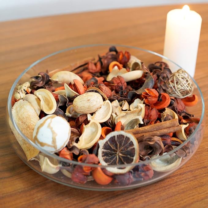 Qingbei Rina Fall Potpourri Bowl Filler, Cinnamon Scented Potpourri Dried Flowers,Thanksgiving Decorative Vase Filler,Home Fragrance, Farmhouse Harvest Decor,14 oz,(Citrus Orange)