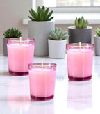 Mister Candle - Pink Color Filled Glass Votive Candles Jar, Perfect Home Decoration, Wedding Favors Hand Poured in USA (Set of 12) (Citronella)