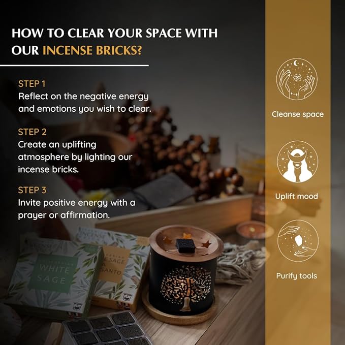 White Sage and Sandalwood Incense Bricks by Aromafume | 3x9 Bricks | Sage Incense for Cleansing Negative Energy & Protection | Sage for Smokeless Smudging & Spiritual Cleansing | Refill Pack