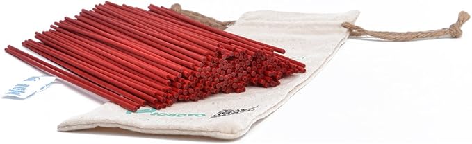 Resafy Reed Diffuser Sticks, Jecnovo Pack of 100 Fiber Sticks with Handmade Linen Bag, Safe and Non-Toxic, 9 Inches Long 3mm Diameter Aromatherapy Diffusers for Home, Spa and Office(Burgundy)
