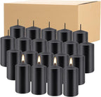 2"x4" High Black Pillar Candles, Set of 20 Unscented. Bulk Buy. Ideal for Halloween, Wedding, Emergency Lanterns, Household, Wedding and Home Décor Candlesticks