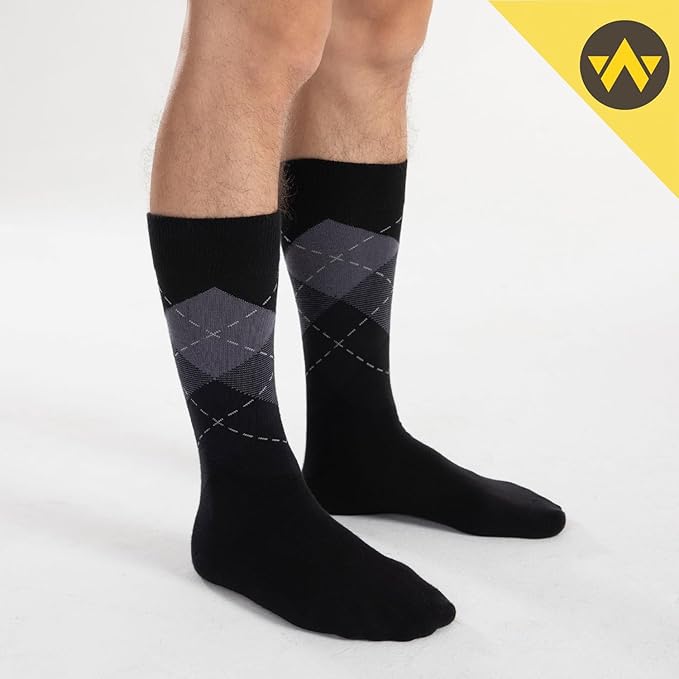 WANDER Men's Dress Socks Cotton Thin Classic Lightweight Socks 6/8 Pairs Solid & Patterned Soft Breathable Socks