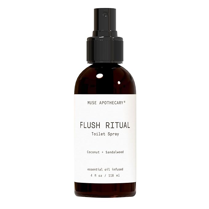 Muse Apothecary Flush Ritual - Aromatic & Refreshing Toilet Spray, Use Before You Go, 4 oz, Infused with Natural Essential Oils - Coconut + Sandalwood