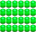 LANKER 24 Pack Flameless Led Tea Lights Candles, Flickering Green Battery Operated Electronic Fake Candles, Decorations for Party, Christmas, Halloween and Festival Celebration (Green)