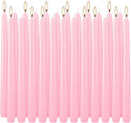 10 Inch Pink Taper Candles Set of 24, Dripless and Unscented Candle Sticks for Dinner, Shabbat, Halloween, Christmas, Wedding, 8 Hours