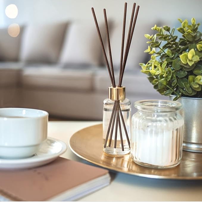 HOSSIAN 50pcs Reed Diffuser Sticks - Wood Rattan-Reed Sticks -Essential Oil Aroma Diffuser Sticks- Spa-Aromatherapy(7.5"/19cm) (Brown 7.5"/19cm)