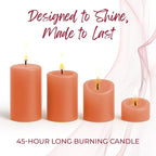 Biedermann & Sons 45-Hour Long Burning Unscented Pillar Candles, Peach, 3 x 4 Inch - Set of 6
