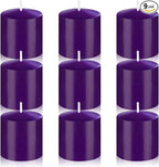 9 Packs Purple Votive Candles, Unscented Small 1.5 Inch by 1.25 Inch Non-Toxic Dripless Colored Wax Votives for Home Holiday Party Table Decor - 8 Hour Burn Time