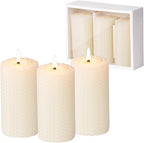 KONNI Beeswax White Pillar Candles Set of 3, 2"x 4" Unscented Pillar Candles Bulk, 20 Hours Long Burning Candles, Smokeless&Dripless Large Round Candle for Wedding, Decoration, Parties, Spas, Dinner