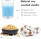 Set of 20 Babyblue Votive Candles Clear Glass Filled Unscented Soy Wax Candle for Home Spa Weddings Holiday Baby-Shower Party and DIY