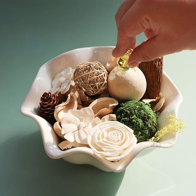 Qingbei Rina Potpourri Bags,Jasmine Scented Potpourri Bowl Filler,White Decorative Dried Flowers, Home Fragrance Sachet of Petal,Vase Bathroom Decor,10oz