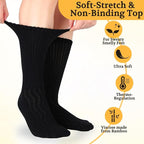 +MD Crew Socks for Men 6 Pairs, Viscose Bamboo Socks, Mens Dress Socks with Soft Cushioned, Smell Control, Black White