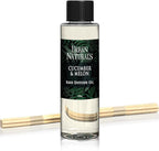 Urban Naturals Reed Diffuser Oil Refill Cucumber Melon, Crisp Cucumber, Juicy Melon, Refreshing Summer Scent, 4 oz + Free Reed Sticks, Made in The USA