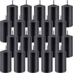 Set of 20 | 2-Inch Wide x 4-Inch Tall Black Pillar Candles - Decorative Unscented Pillar Candles, Long Burning Dripless Candle for Home Decor, Smokeless Large Pillar Candle for Wedding.
