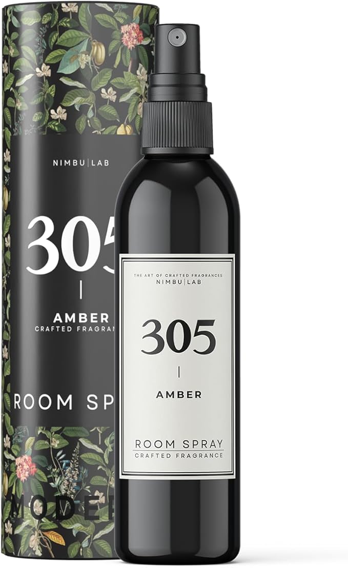 Room Spray 305 AMBER. Natural Air Freshener for Home. Linen Spray. Essential Oil Mist, Air Fresheners for Home - Amber, Violet, Lily of The Valley, Musk - Hotel Scent Diffuser 8.0 oz Black Packaging
