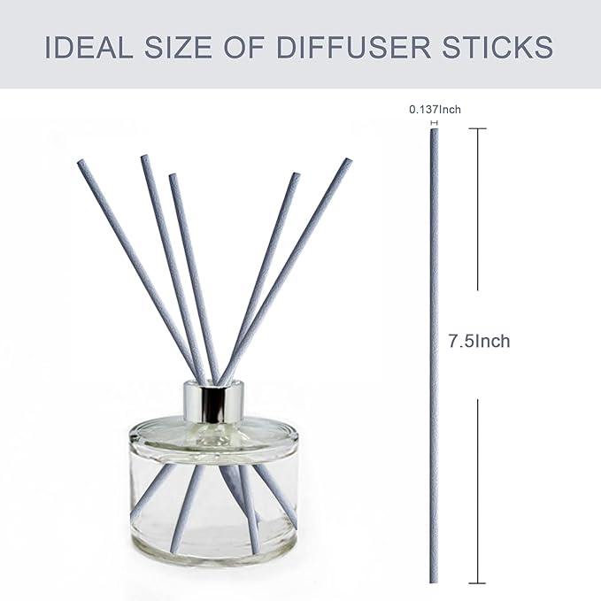 HOSSIAN 50PCS Reed Diffuser Sticks-7.5Inch Grey Diffuser Sticks-Fragrance Decor for Office and Home-Diffuser Oil Sticks Refill