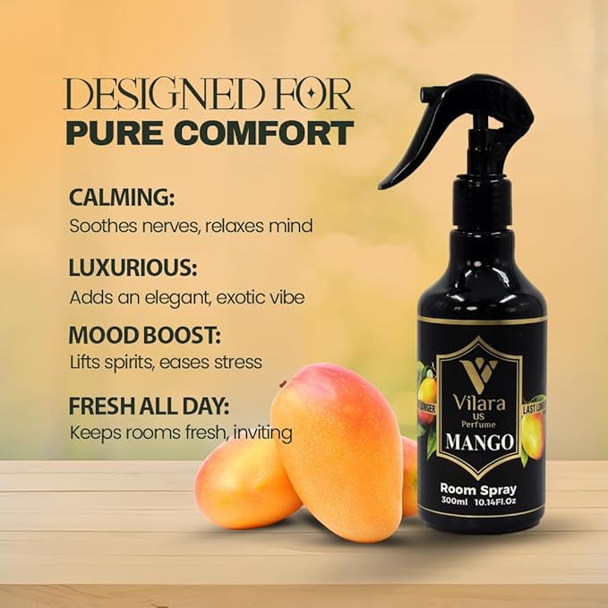 Room Spray Freshener - Long-Lasting Luxury Scents - Room and Linen Spray for Bedding, Sheets, Fabric, Furniture for Aromatherapy - 10.14 fl oz (Mango)