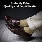 Merino Wool Dress Socks for Men – Over-the-Calf, Ribbed Wool Dress Socks for Size 8-12 – Breathable, Reinforced Heel and Toe