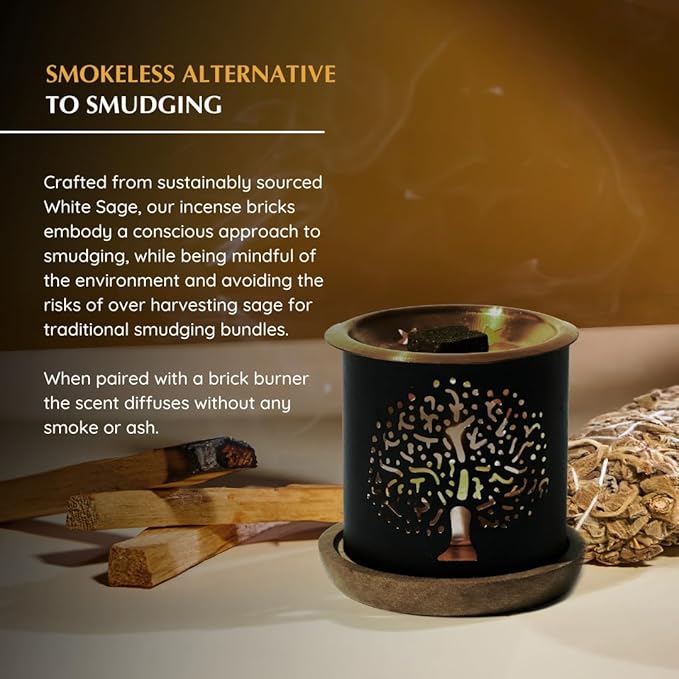 White Sage and Sandalwood Incense Bricks by Aromafume | 3x9 Bricks | Sage Incense for Cleansing Negative Energy & Protection | Sage for Smokeless Smudging & Spiritual Cleansing | Refill Pack