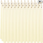 36 Pack Ivory White Taper Candles, 7-8 Hours Burn Time, Unscented, Smokeless and Dripless, 0.8 x 10 Inch Dinner Candle Set for Household, Wedding, Party and Home Décor Candlesticks