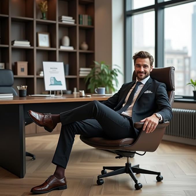 7BigStars Mens Dress Socks – 6 Pairs Crew, Soft Stay Up, Cotton Comfort for Business, Office, Big and Tall, Breathable