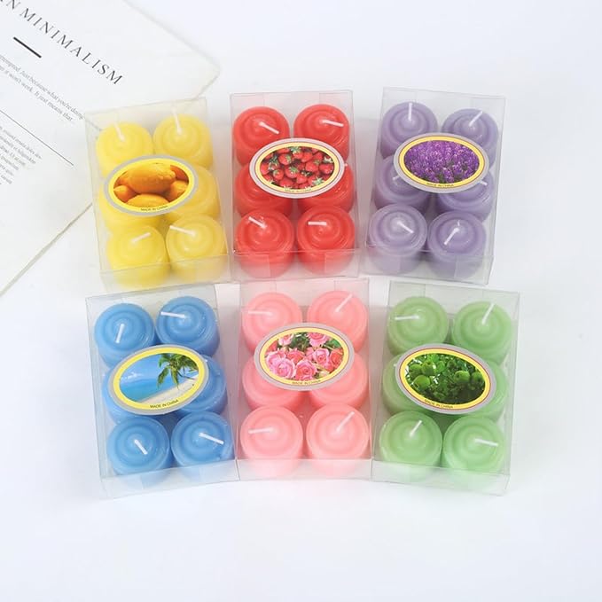 Tea Candles Round Romantic Candle Tealight Small Sweet Wedding Party 12 Pack Home 2-2.5 Hours Burn Time Votive Parties Bulk Birthday Halloween Emergency Family Dinner Hotel Ktv Bar (Red)