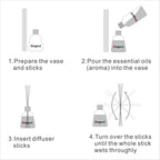 50 Pieces Fiber Reed Diffuser Replacement Refill Sticks for Aroma Fragrance (White, 12" x3mm)