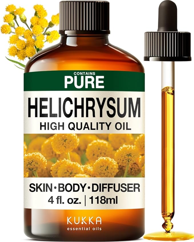 KUKKA Helichrysum Essential Oils - 4 Fl Oz - for Hair, Skin, Diffuser, Aromatherapy & DIY Soap Making Scent