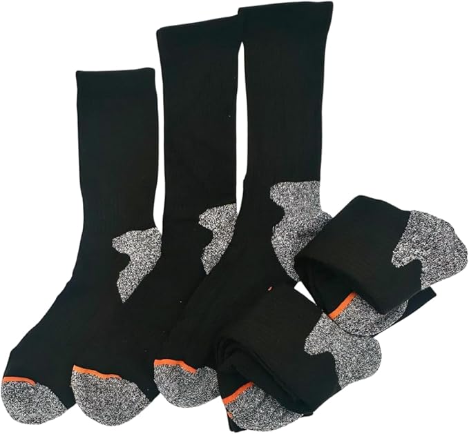 Aeonrow 5-Pairs Men's Weatherproof Vintage Outdoor Wool Blend Crew Calf Socks, Black, 6-12