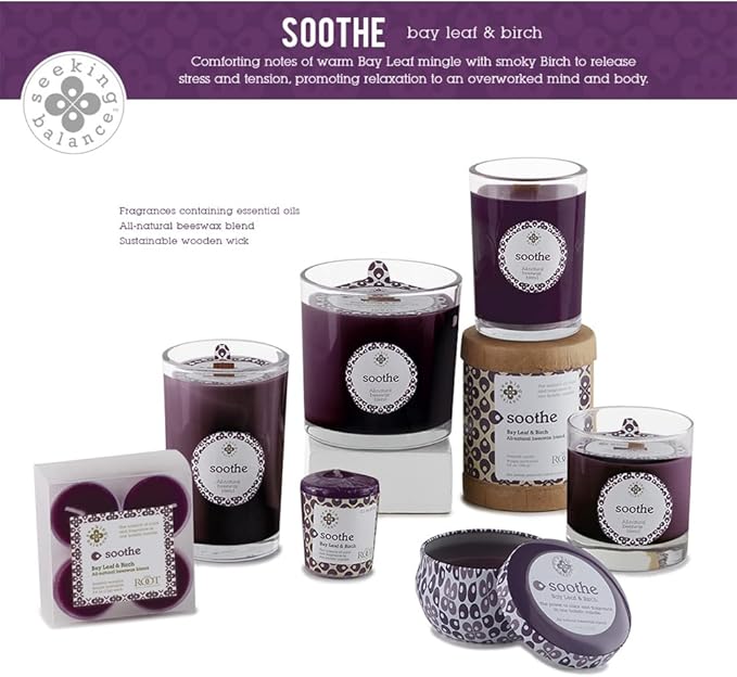 Root Candles Seeking Balance Wood Wick Spa Candle Aromatherapy Candles, 8-Ounce, Soothe: Bay Leaf & Birch