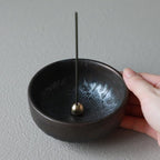 Asayu Japan Zen Incense Holder for Sticks 3.9 inch (100mm) 100% Made in Japan, Metallic Black, Brown and Gold, Ceramic Incense Bowl and Brass Incense Burner in Modern Style