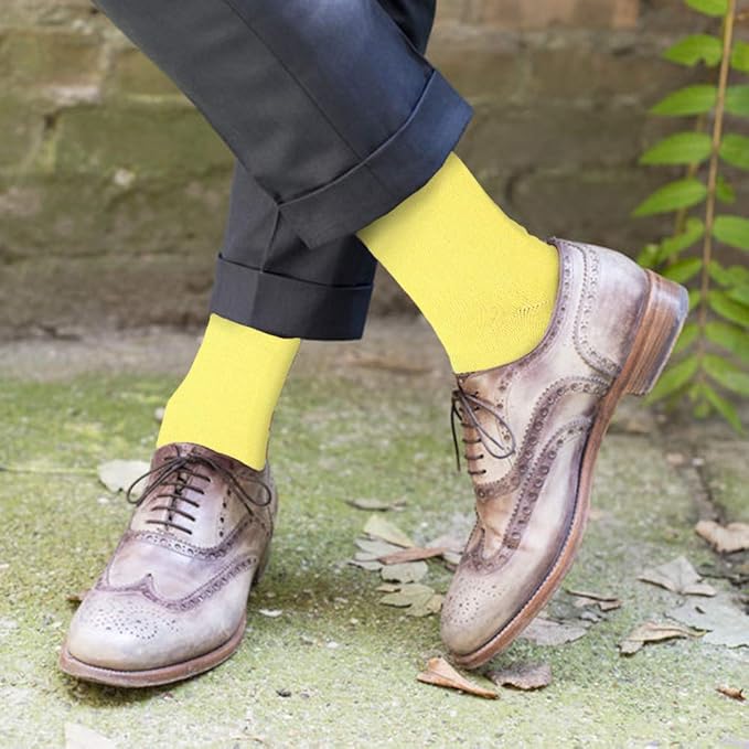 Feraricci Solid Color Casual Dress Socks for Men - Colorful & Comfortable Crew Socks