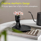 Incense Holder Modern Ceramic, Creative Incense Burner Head Sculpture Figurine Jewelry Dish Trinket Tray Incense Ash Catcher for Burning Sage Stick Unique Gift Home Decor - Black