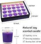 20 Packs Advent Candles with Clear Glass Holder, 15 Purple and 5 Pink Votive Candles, Unscented Seasonal Celebration Candles for Christmas Table Decoration