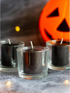 CANDWAX Long Lasting Unscented Black Votive Candle Set of 36 - Perfect as a Halloween Candles Bulk Pack - 1.5x1.7 inch Black Votives