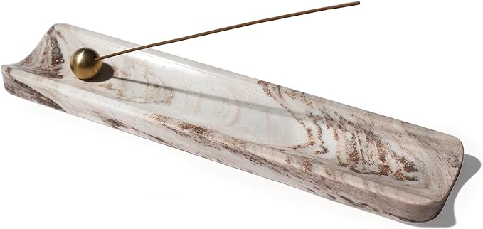 Koville Italian Natural Marble Incense Holder, Incense Holders for Sticks, Incense Burner Holder, Ideal for Meditation and Relaxing, Easy to Clean(Palissandro Classico)