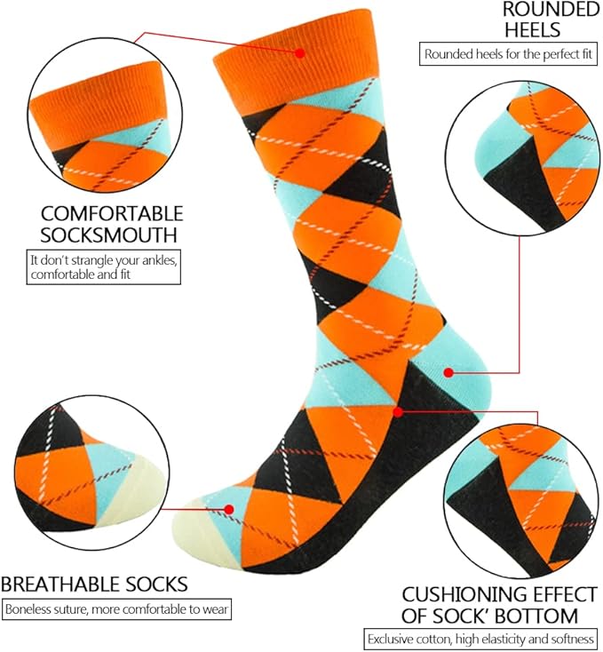 DRASEX Men's Dress Socks Funky Colorful Pattern Cotton Novelty Casual Crew Socks