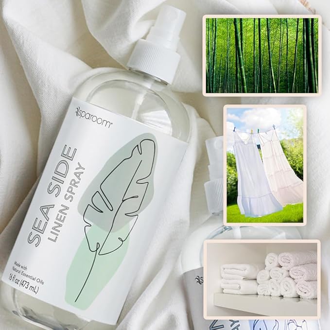SpaRoom Aromatherapy Linen and Fragrant Room Spray Made with Essential Oils, 16 Ounces, Sea Side ~ Salty, Breezy, Coastal