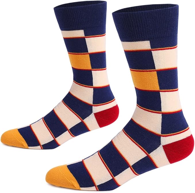 DRASEX Men's Dress Socks Funky Colorful Pattern Cotton Novelty Casual Crew Socks