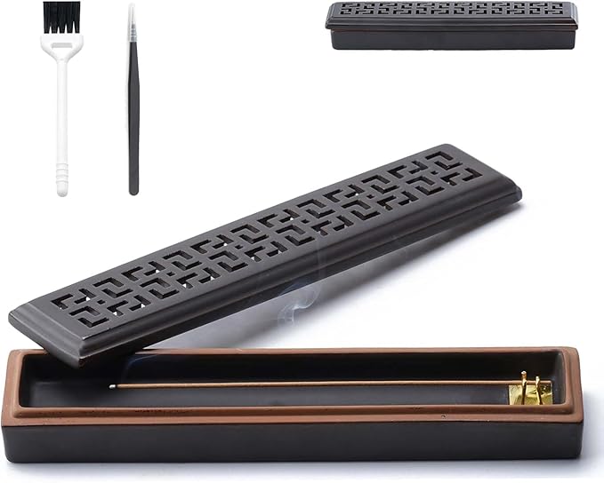 Incense Holder for Sticks，Ceramic Insence-Stick Holder Ash Catcher，Incense Holder Timkburner for Meditation Yoga Spa Room Decor