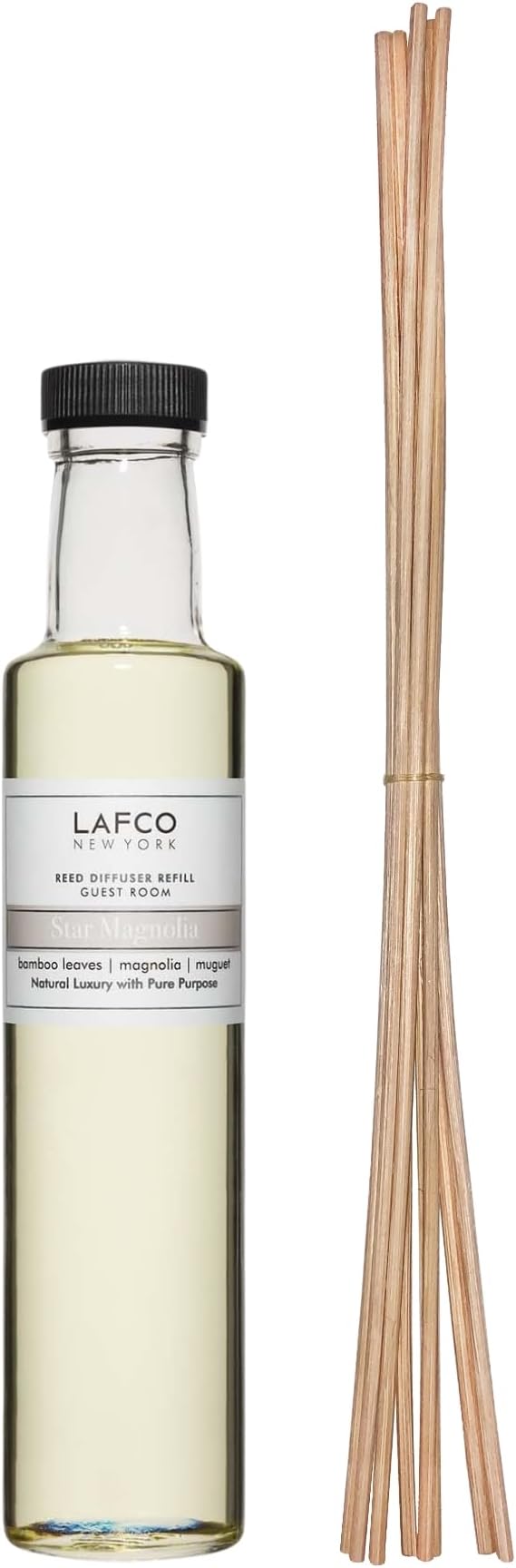 LAFCO New York Reed Diffuser Refill, Star Magnolia - 8.4 oz - Up to 4-Month Fragrance Life - Includes Natural Wood Reeds - Free of Dyes & Propellants - Made in The USA