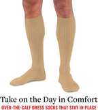 Merino Wool Dress Socks for Men – Over-the-Calf, Ribbed Wool Dress Socks for Size 8-12 – Breathable, Reinforced Heel and Toe